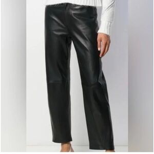Dana Buchman Black Lambskin Leather Charlotte Straight Leg Pants:  size 15 petit